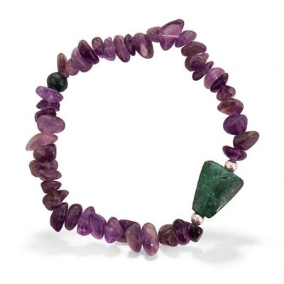 Alternate image for Natural Amethyst and Chrysocolla Beaded Bracelet from Peru Jungle Nights