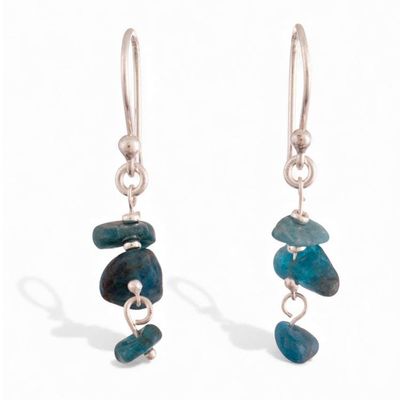 Alternate image for Sea-Inspired Sterling Silver and Apatite Dangle Earrings Seas of Lima