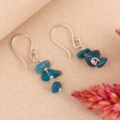 Alternate image for Sea-Inspired Sterling Silver and Apatite Dangle Earrings Seas of Lima