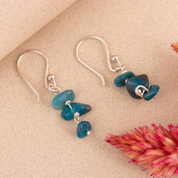 Alternate image for Sea-Inspired Sterling Silver and Apatite Dangle Earrings Seas of Lima