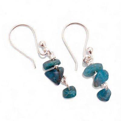 Alternate image for Sea-Inspired Sterling Silver and Apatite Dangle Earrings Seas of Lima