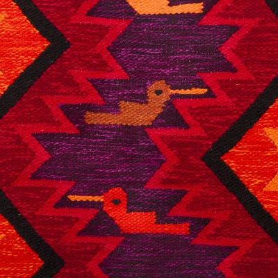 Alternate image for Hummingbird Motif Geometric Wool Tapestry from Peru Hummingbird Geometry