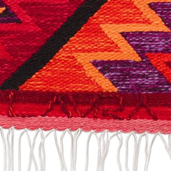 Alternate image for Hummingbird Motif Geometric Wool Tapestry from Peru Hummingbird Geometry