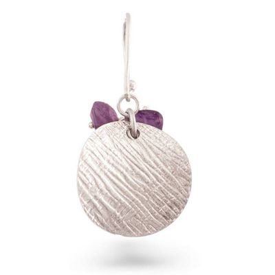 Alternate image for Sterling Silver and Natural Amethyst Chip Dangle Earrings Andean Orchid