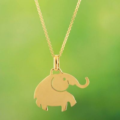 Primary image for 18k Gold-Plated Prosperity Elephant Pendant Necklace Prosperity Elephant