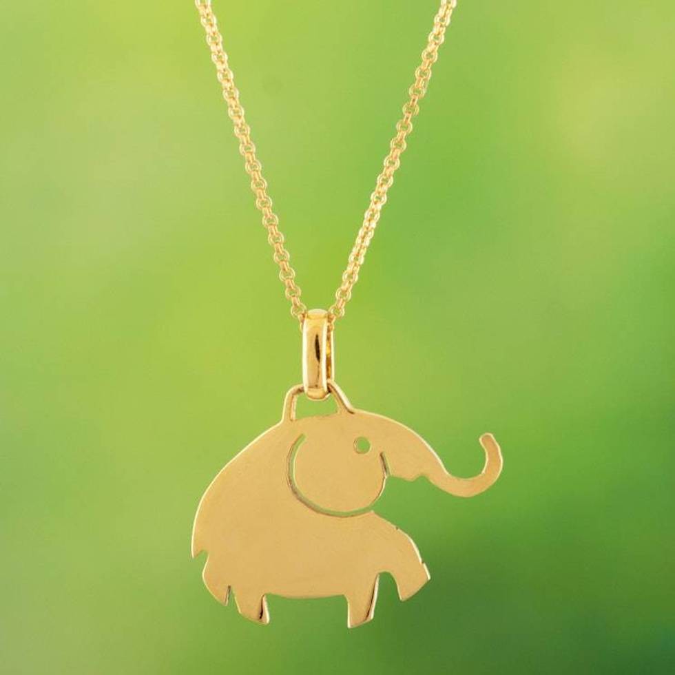18k Gold-Plated Prosperity Elephant Pendant Necklace 'Prosperity Elephant'