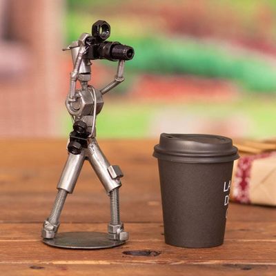 Alternate image for Recycled Auto Part Sculpture of a Photographer from Peru Say Cheese