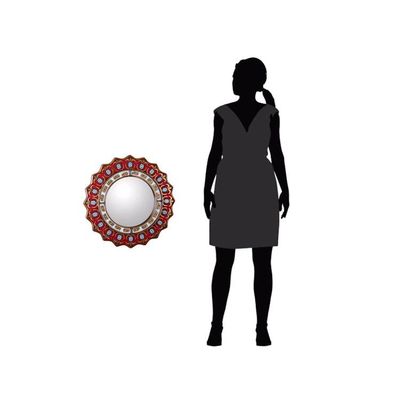 Alternate image for Red Reverse-Painted Glass Wall Mirror from Peru Ruby Medallion