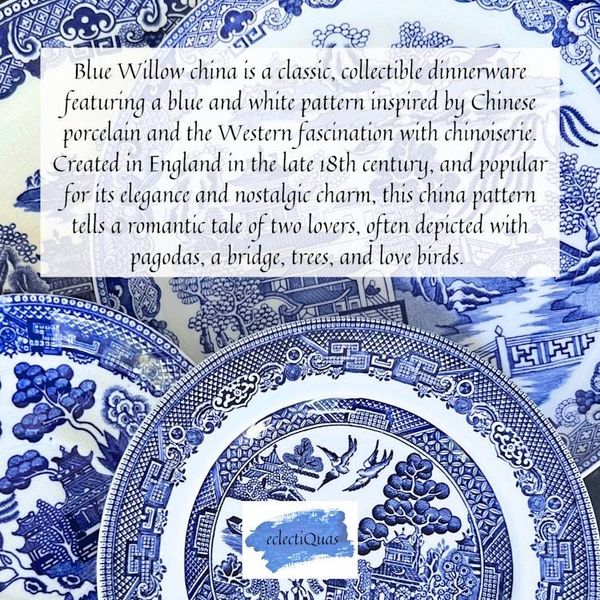 Alternate image for Vintage Blue Willow China Love Birds Necklace Gift for Her 20th Anniversary