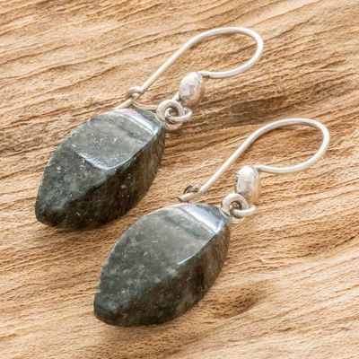 Alternate image for Artisan Crafted Jade Earrings A Cut Above in Dark Green