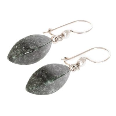 Alternate image for Artisan Crafted Jade Earrings A Cut Above in Dark Green