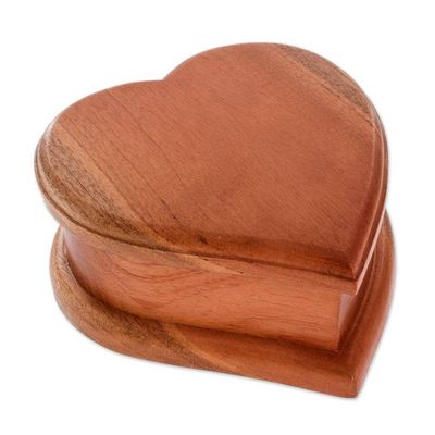 Alternate image for Cedar Wood Heart-Shaped Jewelry Box From Guatemala Burning Love