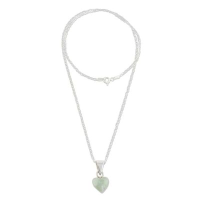 Alternate image for Apple Green Jade Heart Necklace from Guatemala Apple Green Symbol of Love