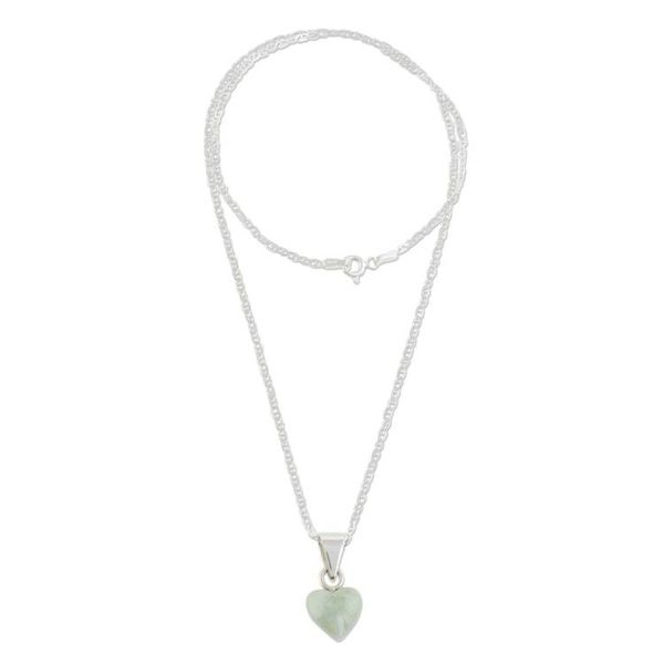 Alternate image for Apple Green Jade Heart Necklace from Guatemala Apple Green Symbol of Love
