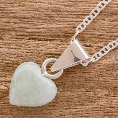 Alternate image for Apple Green Jade Heart Necklace from Guatemala Apple Green Symbol of Love