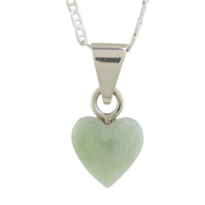 Alternate image for Apple Green Jade Heart Necklace from Guatemala Apple Green Symbol of Love