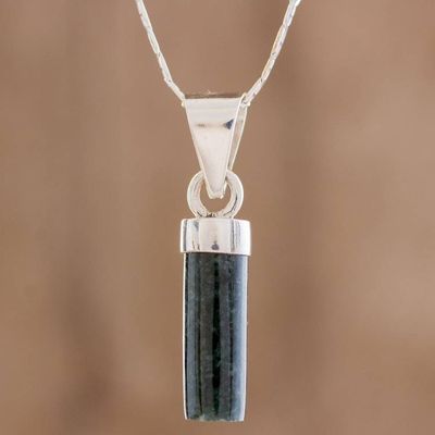 Alternate image for Cylindrical Jade Necklace in Dark Green from Guatemala Calm Beauty in Dark Green