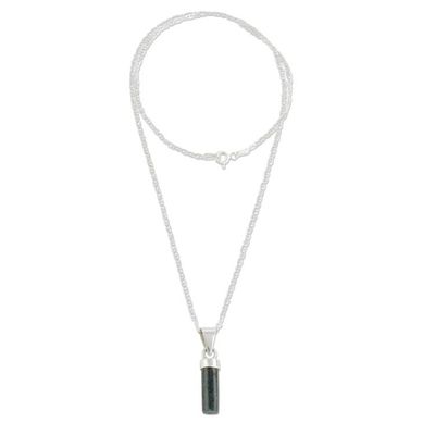 Alternate image for Cylindrical Jade Necklace in Dark Green from Guatemala Calm Beauty in Dark Green