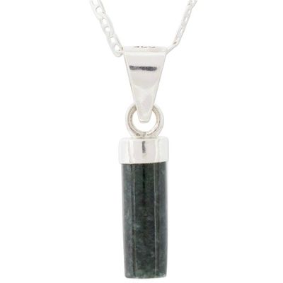 Alternate image for Cylindrical Jade Necklace in Dark Green from Guatemala Calm Beauty in Dark Green