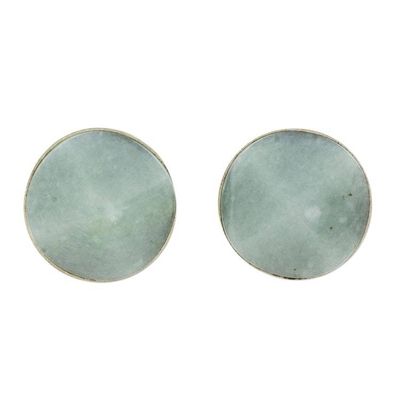 Alternate image for Apple Green Jade Stud Earrings from Guatemala Apple Green Faceted Circles