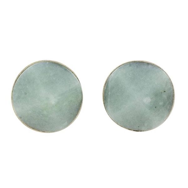 Alternate image for Apple Green Jade Stud Earrings from Guatemala Apple Green Faceted Circles
