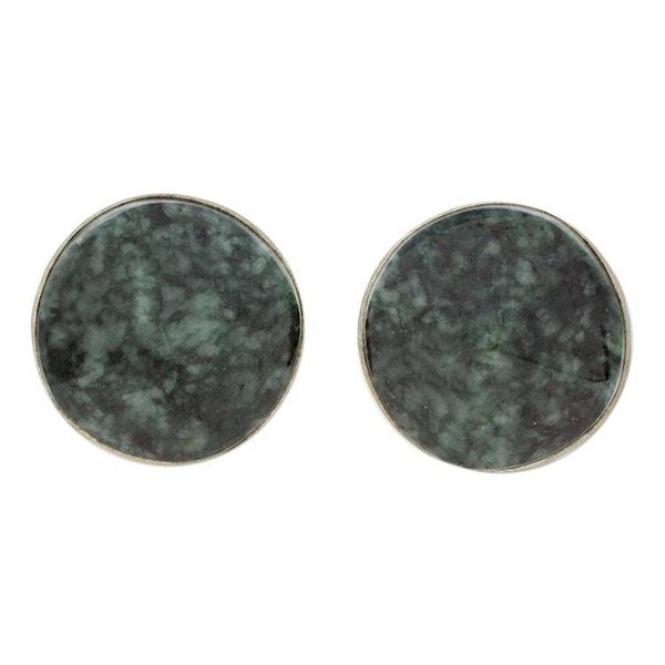 Alternate image for Dark Green Jade Stud Earrings from Guatemala Dark Green Faceted Circles