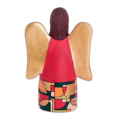 Alternate image for Ceramic Angel Figure with Book Hand Painted in Acrylic Red Angel of Wisdom
