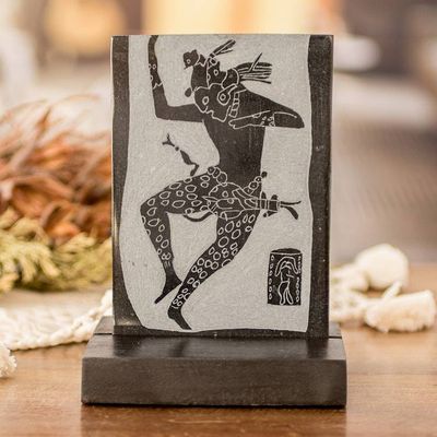 Alternate image for Museum Replica Maya Jaguar Dancer Green Jade Plaque Maya Jaguar Dancer
