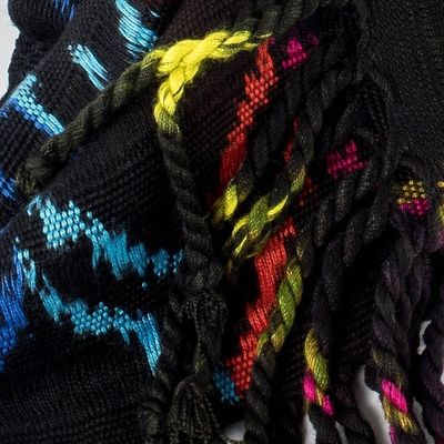 Alternate image for Hand Woven Black Ikat Scarf Bright Silhouettes