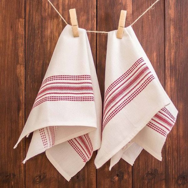 Alternate image for Striped 100 Cotton Napkins in Crimson and White Hues Pair Seasonal Stripes