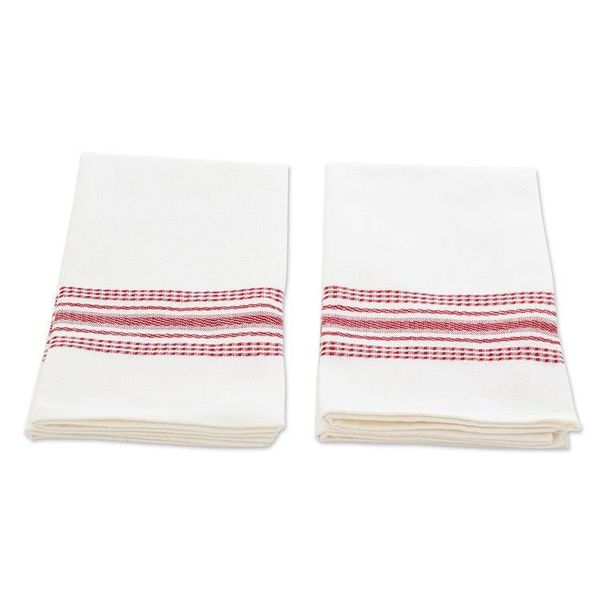 Alternate image for Striped 100 Cotton Napkins in Crimson and White Hues Pair Seasonal Stripes