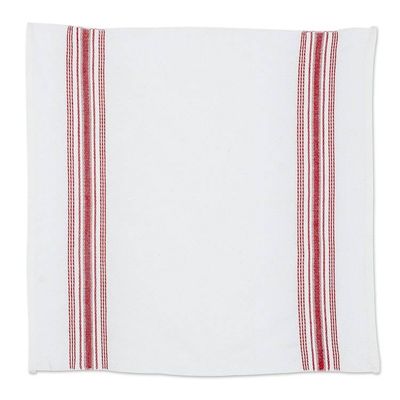 Alternate image for Striped 100 Cotton Napkins in Crimson and White Hues Pair Seasonal Stripes