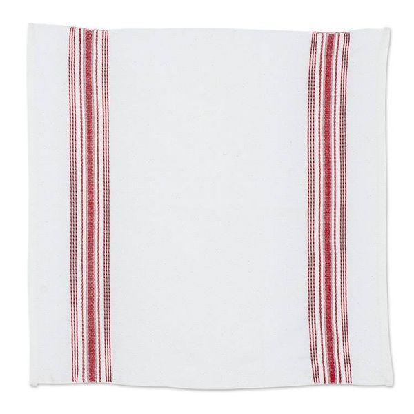 Alternate image for Striped 100 Cotton Napkins in Crimson and White Hues Pair Seasonal Stripes