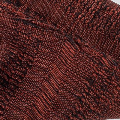 Alternate image for Deep Rust Rayon Scarf Hand Woven in Guatemala Color and Texture in Rust