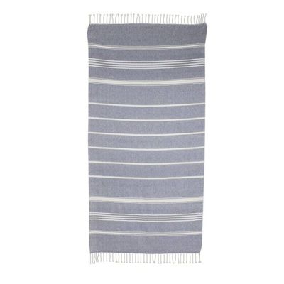 Alternate image for Striped Cotton Beach Towel in Cadet Blue from Guatemala Fresh Relaxation in Cadet Blue