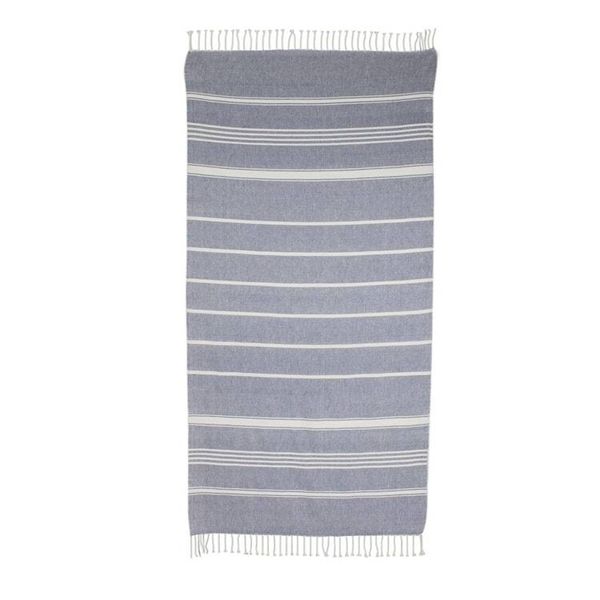 Alternate image for Striped Cotton Beach Towel in Cadet Blue from Guatemala Fresh Relaxation in Cadet Blue