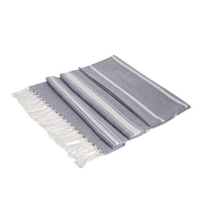 Alternate image for Striped Cotton Beach Towel in Cadet Blue from Guatemala Fresh Relaxation in Cadet Blue