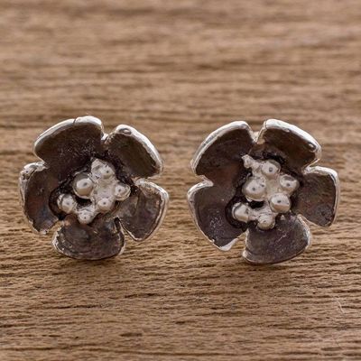Alternate image for Handcrafted Sterling Silver Flower Stud Earrings Floret