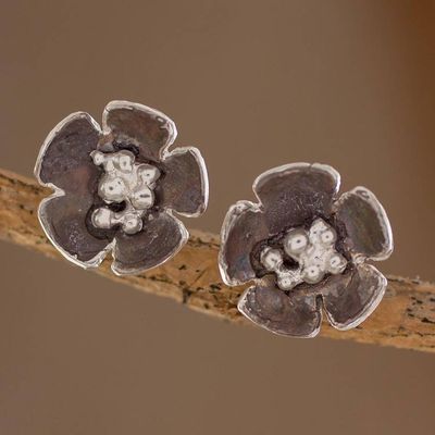 Alternate image for Handcrafted Sterling Silver Flower Stud Earrings Floret