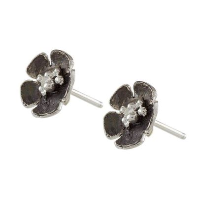 Alternate image for Handcrafted Sterling Silver Flower Stud Earrings Floret