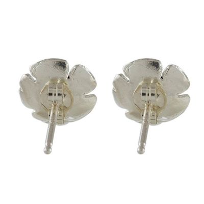 Alternate image for Handcrafted Sterling Silver Flower Stud Earrings Floret