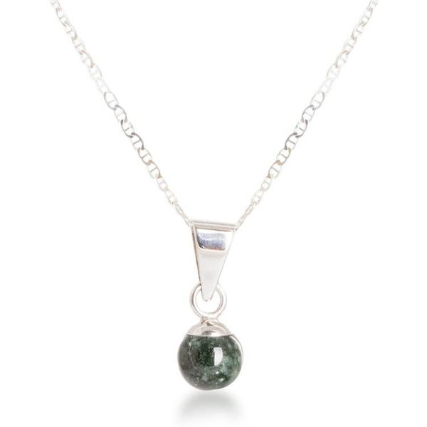 Alternate image for Minimalist Dark Green Jade Sterling Silver Pendant Necklace Dark Green Mayan Moon