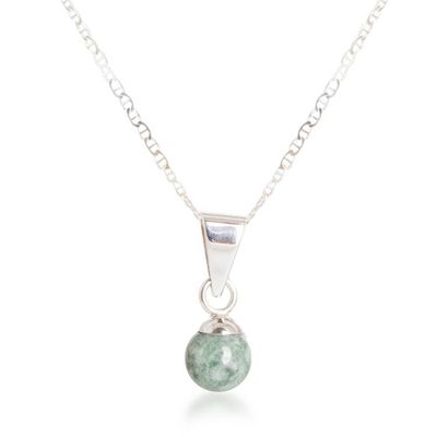 Alternate image for Modern Silver Necklace with a Single Light Green Jade Stone Light Green Mayan Moon