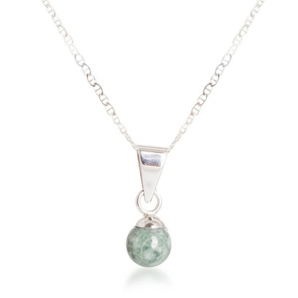 Alternate image for Modern Silver Necklace with a Single Light Green Jade Stone Light Green Mayan Moon