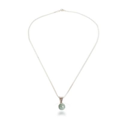 Alternate image for Modern Silver Necklace with a Single Light Green Jade Stone Light Green Mayan Moon