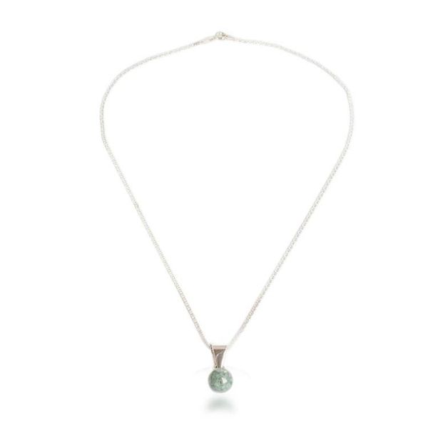 Alternate image for Modern Silver Necklace with a Single Light Green Jade Stone Light Green Mayan Moon