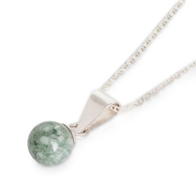 Alternate image for Modern Silver Necklace with a Single Light Green Jade Stone Light Green Mayan Moon