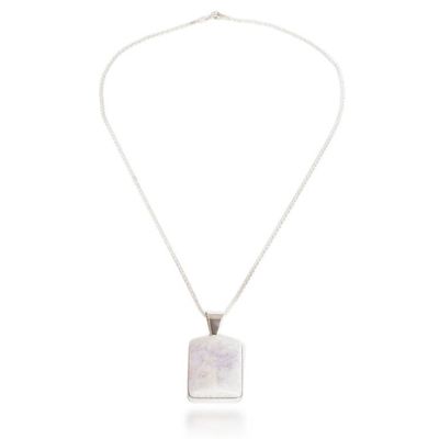 Alternate image for Reversible Silver Lilac Jade Necklace with Mayan God Motif God of Corn