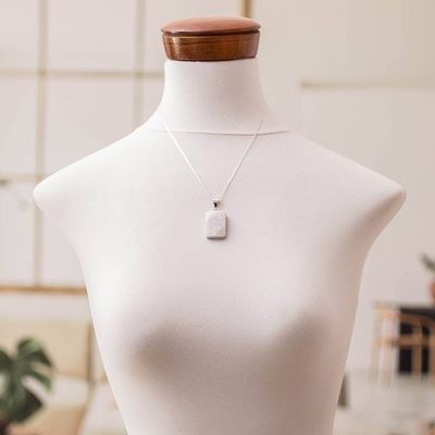 Alternate image for Reversible Silver Lilac Jade Necklace with Mayan God Motif God of Corn