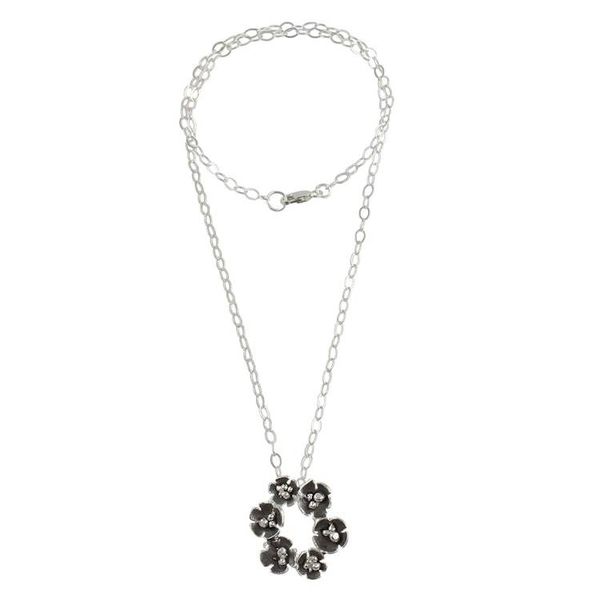 Alternate image for Handcrafted Sterling Silver Flower Wreath Pendant Necklace Floret Wreath